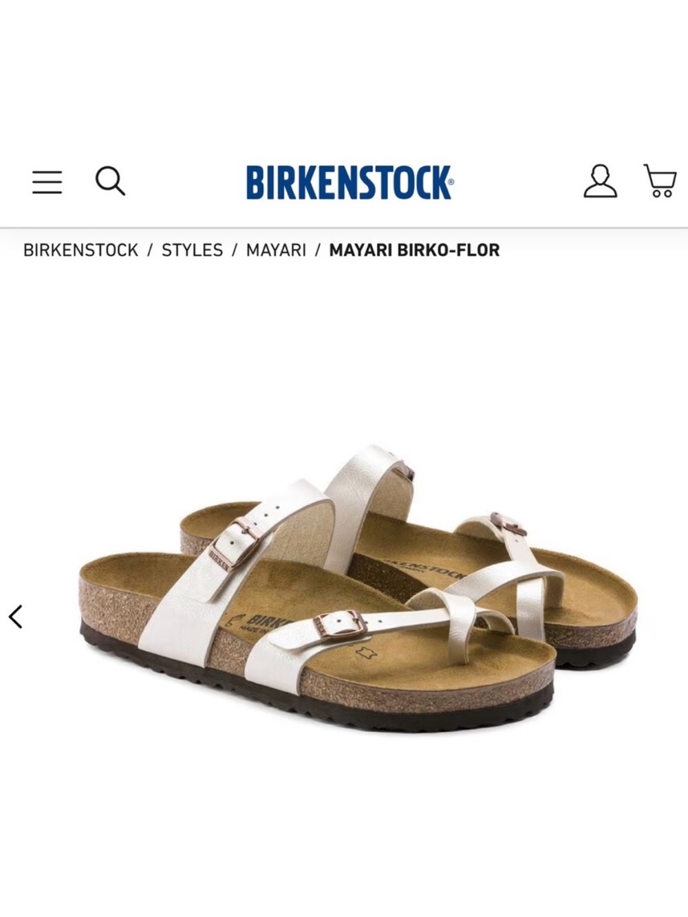 Birkenstock Sz 36 Mayari Birko-Flor in Graceful Pearl White Size 36